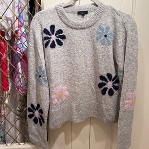 Rails Gray Sweater with Floral Accents